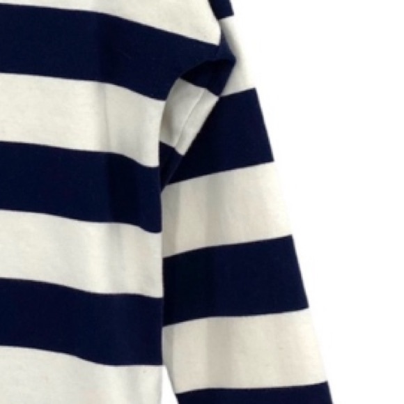 Nautical Stripes Long Sleeve J Crew Boat Neck Top Navy Blue White Striped - Picture 8 of 16